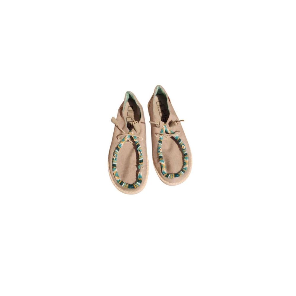 Hey dudes women's custom beaded  7 chambray beige